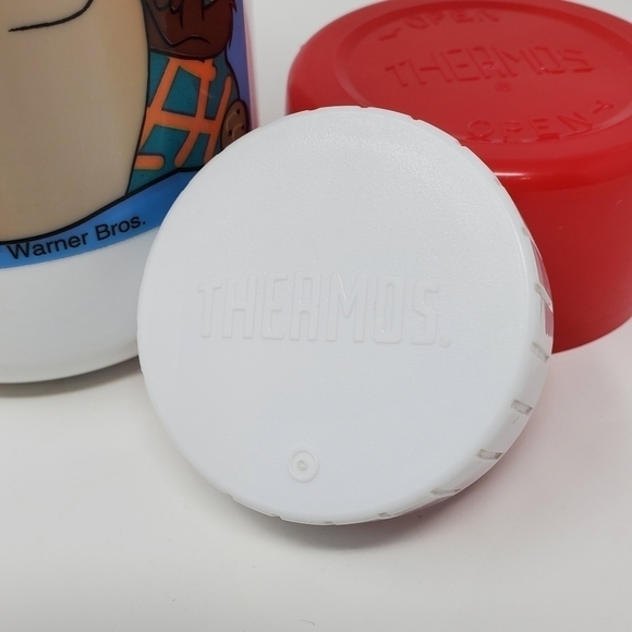 VINTAGE 1997 WARNER BROS TASMANIAN DEVIL WHITE THERMOS LOONEY TUNES CARTOONS - Picture 6 of 12